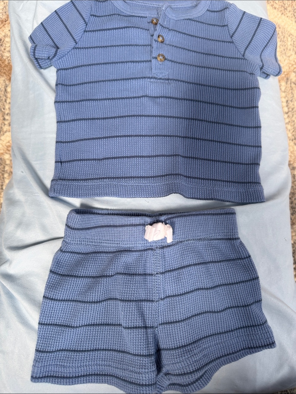 Carter's Light Blue Striped Knit Kids Matching Set